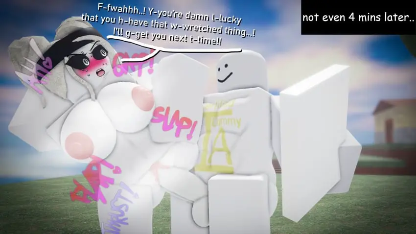 Image 1girls,blush,breasts,female,1boy,male,text,tagme,vaginal_penetration,3d,dialogue,english_text,abs,rule_63,roblox,robloxian,onomatopoeia,roblox_game,combat_dummy,item_asylum,ithor,vale_rr34