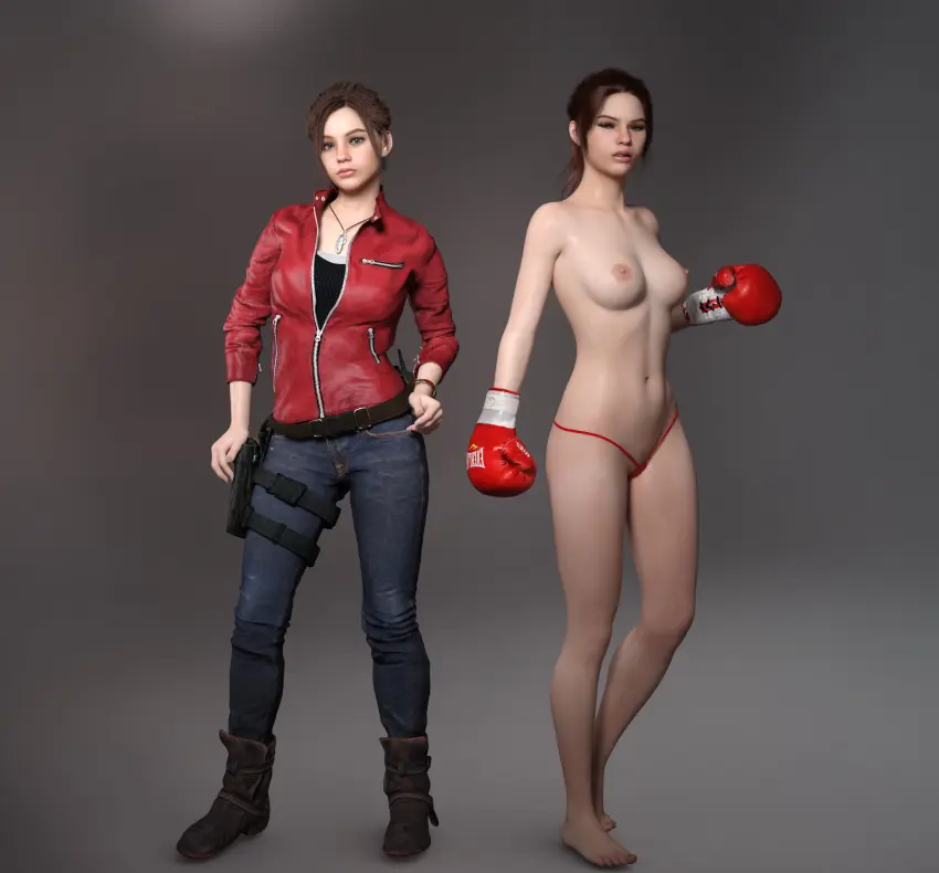 Image 1girls,breasts,female,female_only,solo,gloves,panties,tagme,brown_hair,3d,topless,3d_(artwork),topless_female,red_gloves,claire_redfield,resident_evil,boxing_gloves,micro_panties,cb1964,boxing,red_boxing_gloves,on/off