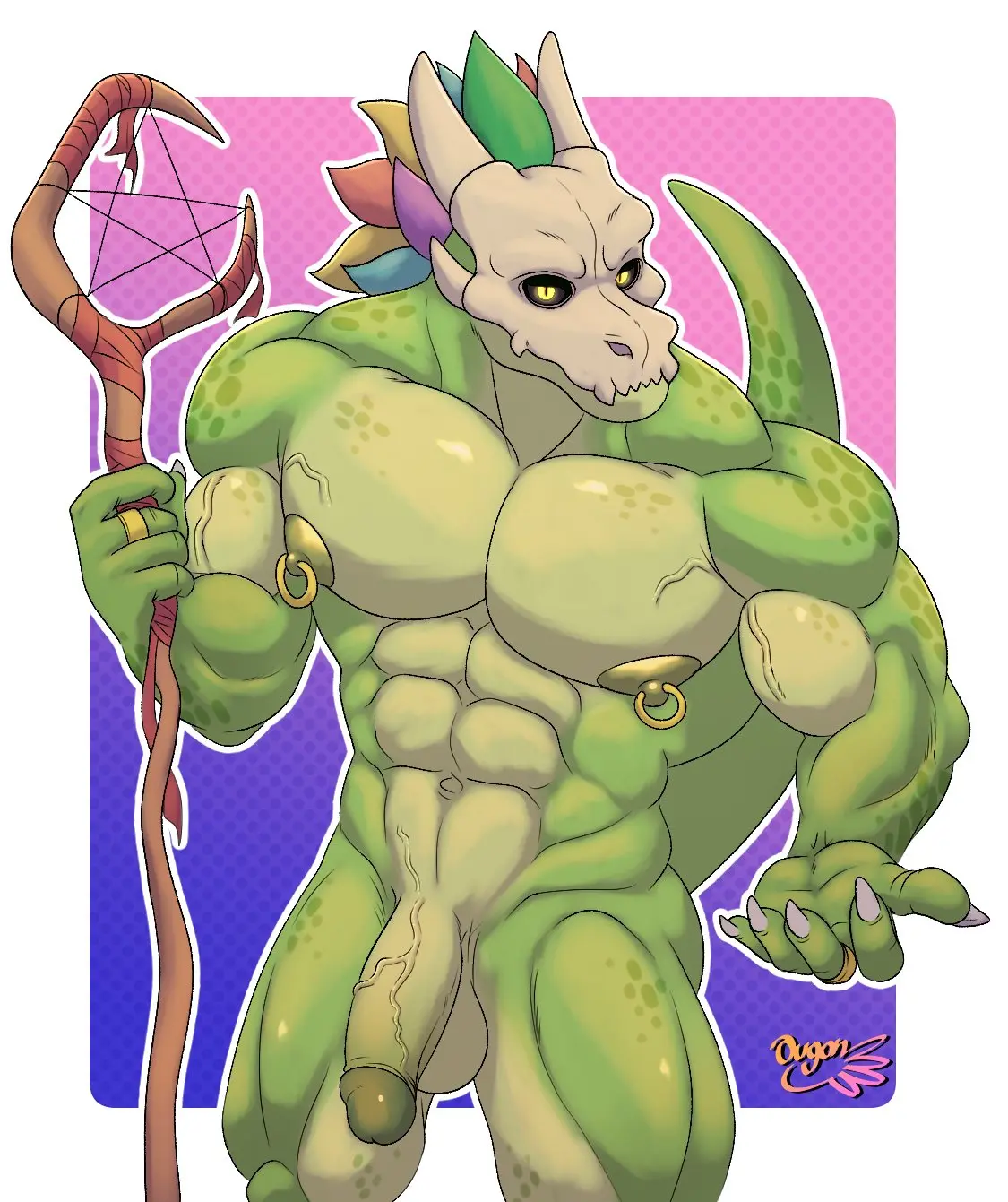 Image hi_res,nipples,simple_background,solo,male,navel,nude,penis,humanoid_penis,muscular,muscular_male,male_only,balls,anthro,piercing,flaccid,genitals,biceps,muscular_anthro,pecs,non-mammal_nipples,5_fingers,green_body,reptile,scalie,nipple_piercing,abs,fingers,humanoid_genitalia,humanoid_hands,skull,mask,bone,casual_nudity,masculine_male,lizard,skull_mask,quads,white_border,non-mammal_balls,terraria,non-mammal_navel,ougon,witch_doctor_(terraria)