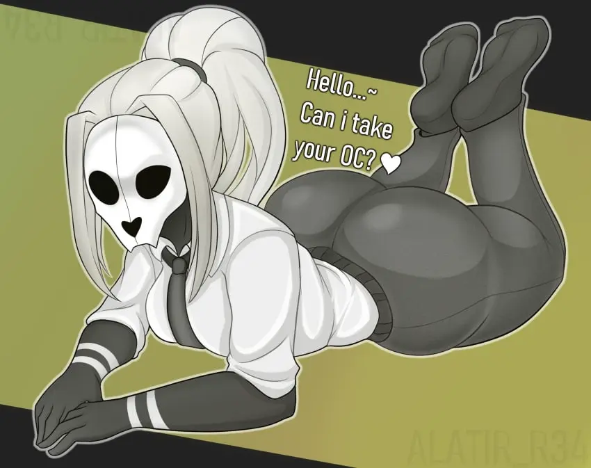 Image 1girls,female,hi_res,solo,white_hair,ass,big_ass,big_butt,dark_skin,wide_hips,feet,youtube,2d,black_skin,2d_(artwork),youtuber,skull_mask,alatir,neytirix
