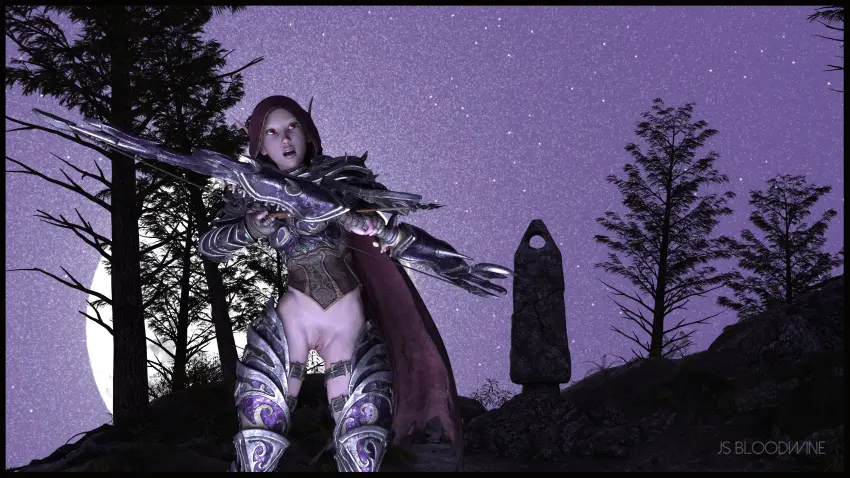 Image 1girls,female,solo,pussy,warcraft,world_of_warcraft,pubic_hair,3d,blizzard_entertainment,blue_skin,undead,forsaken,sylvanas_windrunner,undead_(warcraft),jsbloodwine
