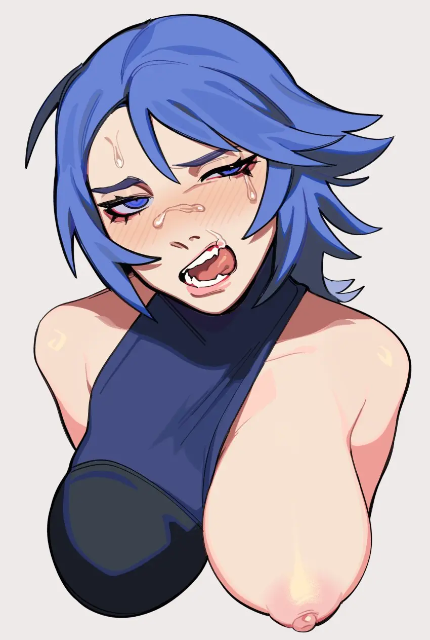 Image 1girls,breasts,female,human,nipples,blue_hair,cum_on_face,nude,nude_female,tagme,fangs,aqua_eyes,one_breast_out,kingdom_hearts,aqua_(kingdom_hearts),porqueloin