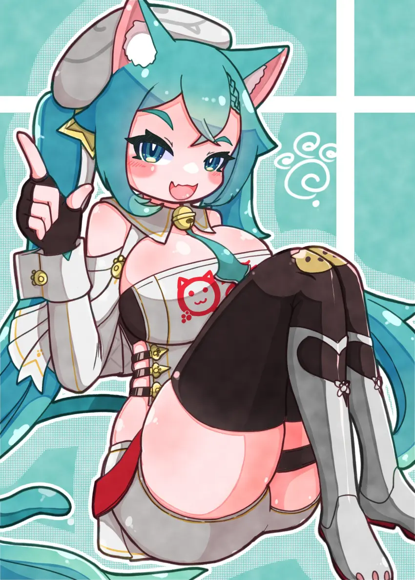 Image breasts,clothed,female,looking_at_viewer,big_ass,thick_thighs,cat_ears,huge_breasts,sitting,hatsune_miku,vocaloid,goodsmile_racing,racing_miku