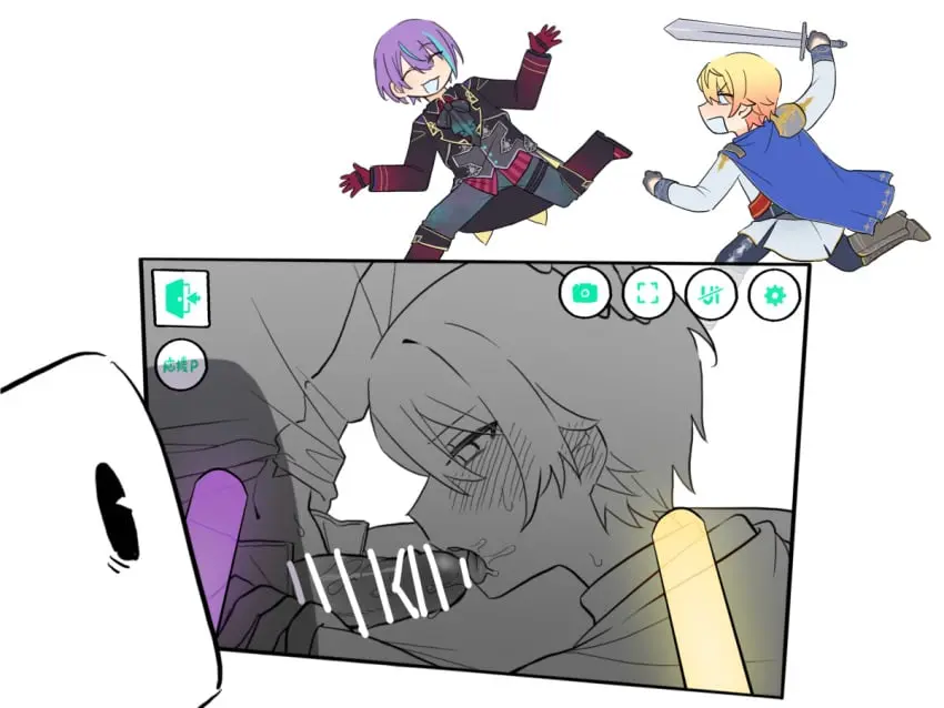 Image male,penis,2boys,gay,blowjob,mask,sucking_penis,yellow_light,livestream,sucking_off,sucking_tip,fanservice,project_sekai,kamishiro_rui,tenma_tsukasa,lightsticks,purple_light,virtual_show