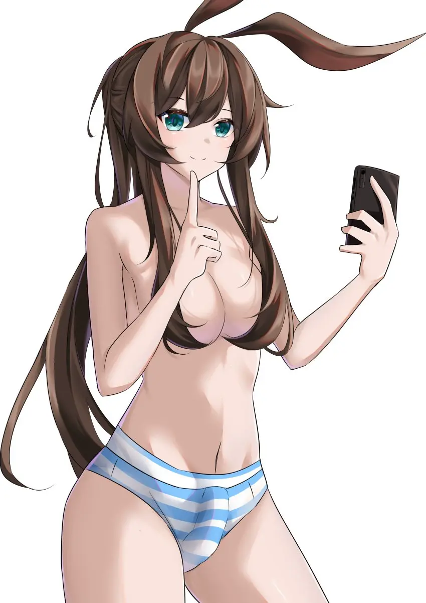 Image breasts,clothed,clothing,cowboy_shot,hi_res,light_skin,long_hair,looking_at_viewer,smile,solo,standing,very_long_hair,animal_ears,blue_eyes,navel,penis,panties,underwear,thighs,1futa,erection,futanari,humanoid,humanoid_penis,intersex,light-skinned_futa,arknights,kemonomimi,medium_breasts,futa_only,brown_hair,rabbit_ears,bulge,erection_under_clothes,topless,stomach,holding,2024,striped_panties,holding_phone,phone,cellphone,smartphone,mostly_nude,hands_up,striped_clothes,hair_censor,amiya_(arknights),pengzlp