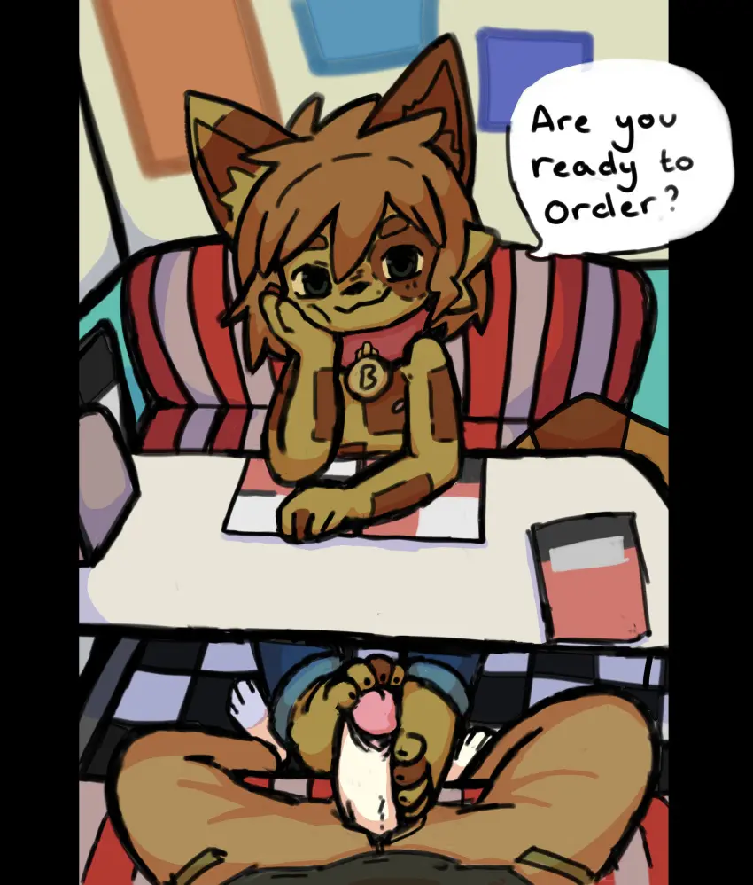 Image hi_res,male,sex,feet,male/male,foot_fetish,absurd_res,public,paws,footjob,foot_play,public_nudity,public_sex,diner,restaurant,voltybee,voltybee_(character)