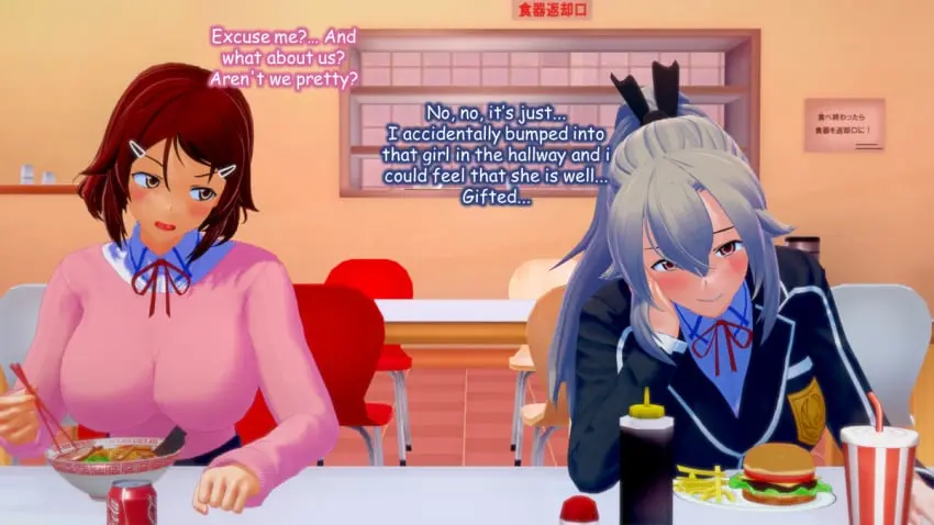 Image white_hair,futanari,intersex,text,schoolgirl,school_uniform,brown_hair,3d,self_upload,comic,koikatsu,sword_art_online,fantasizing,cafeteria,eydis_synthesis_ten,lisbeth,lovac22,shinozaki_rika