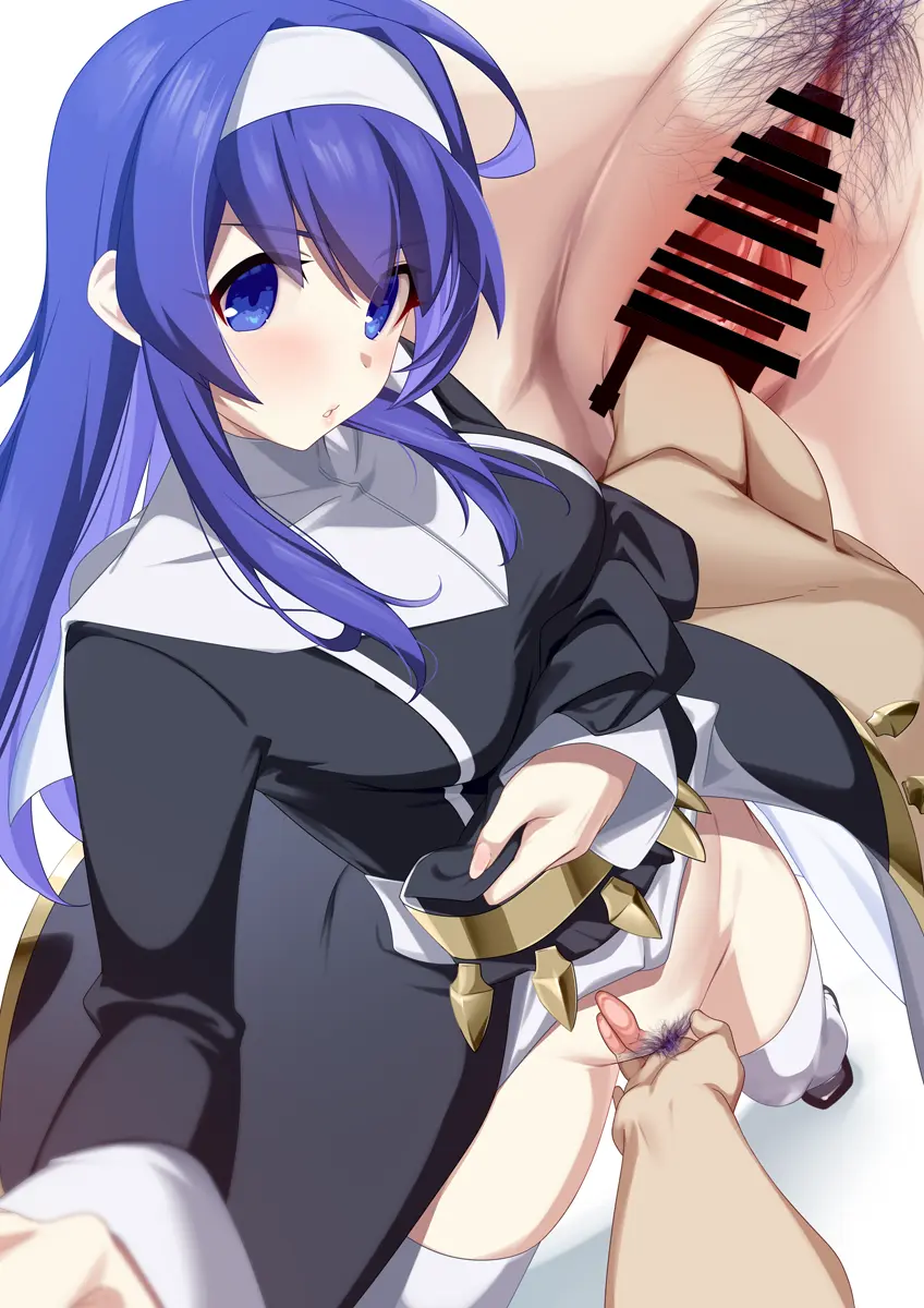 Image blush,female,highres,long_hair,standing,white_background,1boy,blue_eyes,blue_hair,male,pussy,straight,thighhighs,hairband,solo_focus,urethra,parted_lips,dress,censored,pubic_hair,no_panties,fingering,bar_censor,black_dress,commentary_request,clothes_lift,multiple_views,legs_apart,female_pubic_hair,white_hairband,x-ray,nun,white_thighhighs,colored_pubic_hair,pelvic_curtain,partial_commentary,koyubi_maru,orie_ballardiae,orie_ballardiae_harada,pelvic_curtain_lift,under_night_in-birth