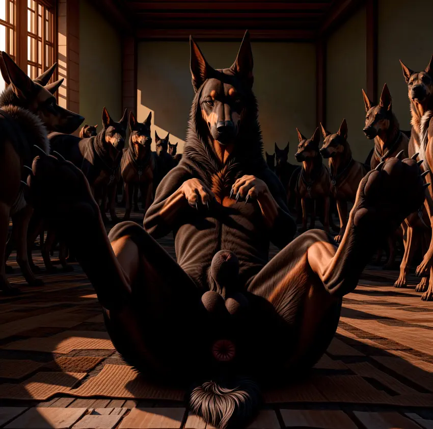 Image hi_res,looking_at_viewer,standing,male,lying,on_back,ass,ai_generated,eyebrows,balls,tan_body,anus,spread_legs,spreading,collar,canid,canine,canis,domestic_dog,fur,genitals,inside,mammal,multicolored_body,multicolored_fur,snout,claws,paws,looking_at_another,detailed,black_nose,front_view,window,brown_fur,animal_genitalia,sheath,tuft,hybrid,tan_fur,brown_body,detailed_background,short_tail,feral,group,day,sunlight,light,on_ground,pawpads,black_claws,prick_ears,inner_ear_fluff,mouth_closed,ears_up,pink_anus,laying,dobermann,pinscher,lighting,black_pawpads,blp,detailed_fur,black_balls,long_snout,short_fur,fully_sheathed,circle_eyebrows,black_sheath