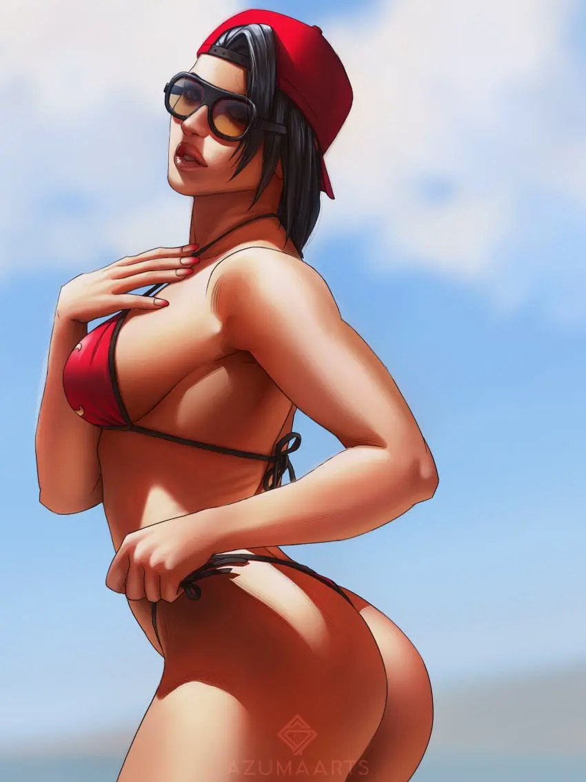 Image big_breasts,breasts,female,large_breasts,bikini,ass,big_ass,thick_thighs,dark_skin,cleavage,huge_breasts,sunglasses_on_head,swimsuit,nail_polish,dark-skinned_female,cameltoe,abs,tinted_eyewear,azucena_milagros_ortiz_castillo,namco,peruvian_female,tekken,tekken_8,backwards_baseball_cap,namco_bandai,azuma_yasuo,azumaarts
