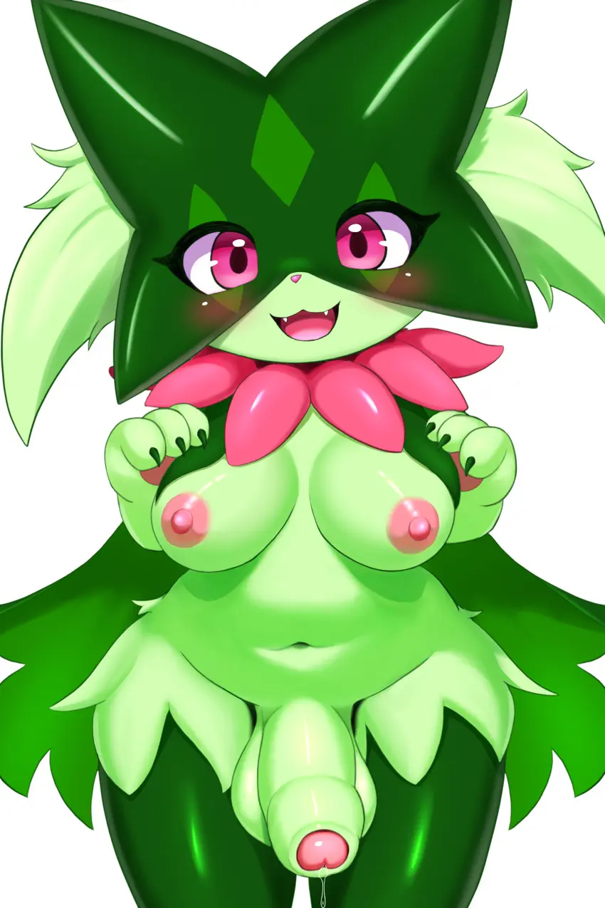 Image big_breasts,blush,breasts,hi_res,looking_at_viewer,nipples,smile,solo,navel,nude,penis,pokemon,pokemon_(species),tongue,big_penis,futanari,humanoid_penis,intersex,wide_hips,areola,pink_nipples,belly,teeth,balls,anthro,absurd_res,nintendo,big_balls,genital_fluids,bodily_fluids,fur,genitals,mammal,precum,fangs,foreskin,uncircumcised,feline,precum_drip,pink_areola,green_body,dripping,front_view,humanoid_genitalia,felid,meowscarada,kemono,green_fur,unretracted_foreskin,kemow_(artist)