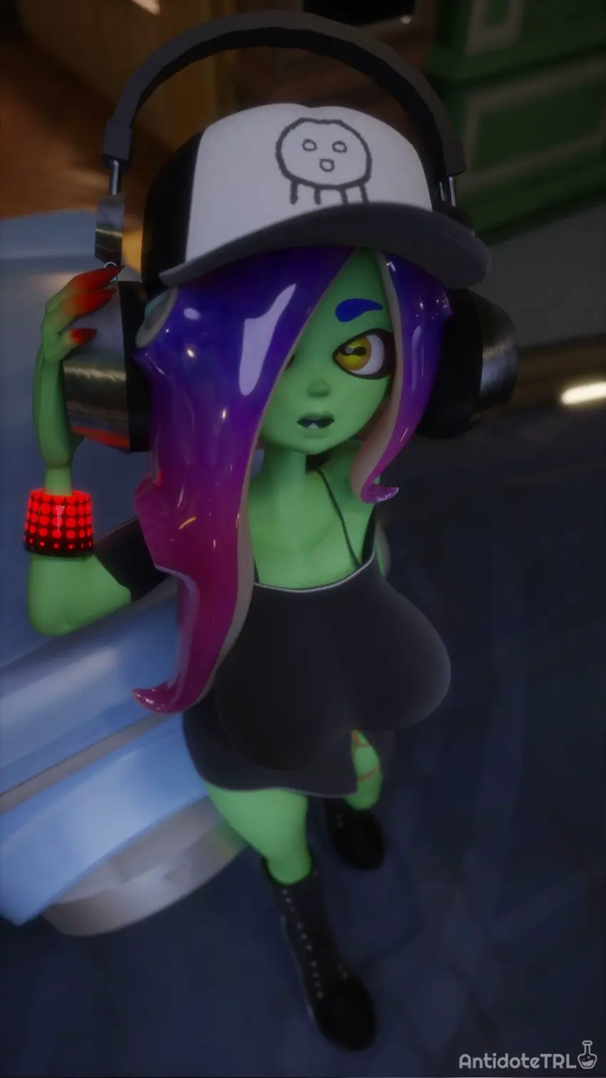 Image big_breasts,breasts,clothed,female,female_only,big_ass,3d,public,3d_(artwork),splatoon,splatoon_3,acht_(splatoon),dedf1sh,wo262_(3d_model_style),splatoon_3:_side_order,antidotetrl