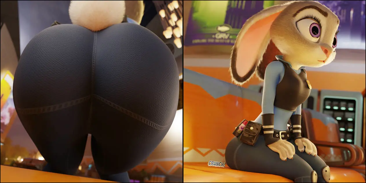 Image 1girls,female,female_only,pants,solo,tail,furry,ass,solo_female,text,sitting,purple_eyes,3d,slim_waist,tight_clothing,surprised,surprised_expression,fully_clothed,lagomorph,giantess,hands_on_thighs,rabbit_tail,buttcrush,full_color,no_penetration,butt_crush,zootopia,no_sex,judy_hopps,knee_pads,worsesfm
