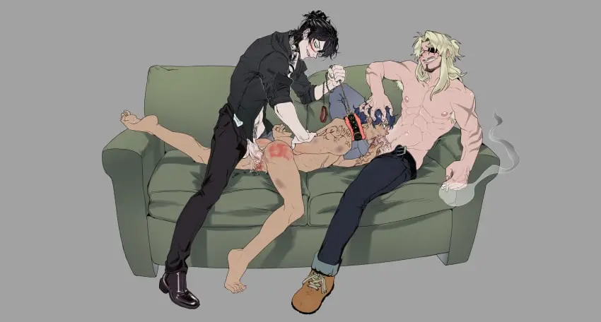Image nipples,cum,male,penis,threesome,intersex,doggy_style,muscular,muscular_male,feet,yaoi,tattoo,blonde_hair,naked,gay,pubic_hair,penetration,blowjob,bite,collar,bodily_fluids,cuntboy,leash,scars,spitroast,smoke,muscles,smoking,eyepatch,1cuntboy,petplay,armpit_hair,transmasc,chest_hair,spanking,bruise,couch_sex,masochism,man_bun,skronklpus,transgender_male,transman