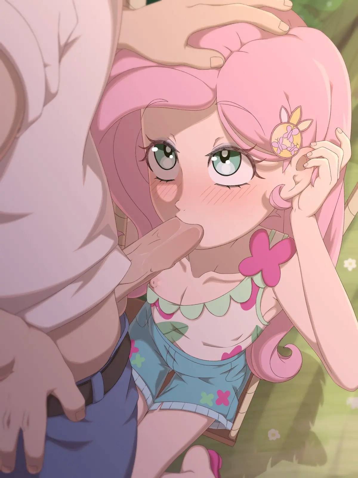 Image 1girls,blush,female,highres,light-skinned_female,light_skin,long_hair,pants,1boy,male,oral,penis,straight,female_focus,sex,fellatio,male/female,partial_male,pink_hair,light-skinned_male,pants_down,2d,sitting,teenager,teenage_girl,penetration,outdoors,oral_sex,looking_at_another,2d_(artwork),shorts,oral_penetration,equestria_girls,hasbro,my_little_pony,day,fluttershy_(mlp),hand_on_another's_head,looking_up,penis_in_mouth,penis_out,swing,teenage_boy,one_nipple_out,fluttershy,fluttershy_(eg),rockset,sitting_on_swing