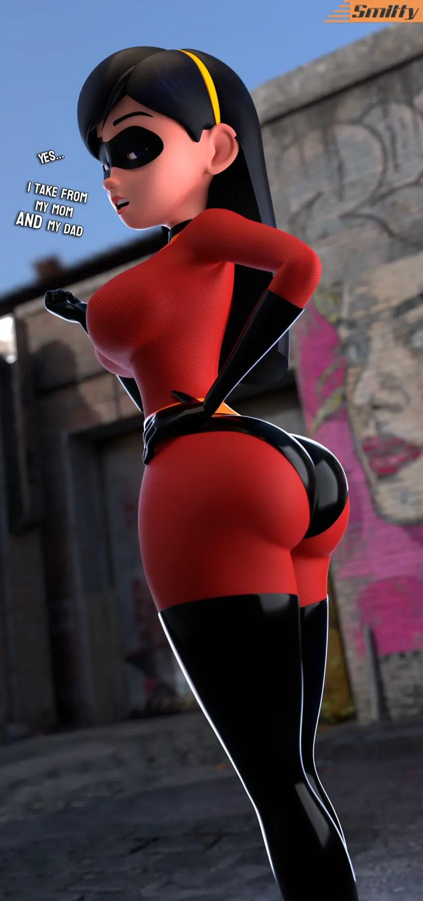 Image 1girls,big_breasts,breasts,female,female_only,human,human_only,light-skinned_female,light_skin,solo,big_ass,big_butt,aged_up,3d,bodysuit,the_incredibles,png,high_res,smitty34,violet_parr