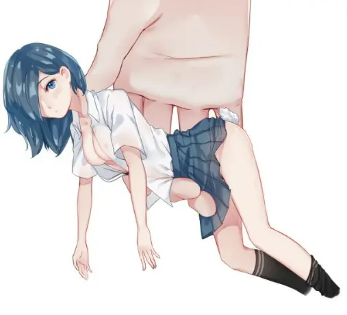 Image female,open_shirt,blue_eyes,blue_hair,size_difference,skirt,white_shirt,micro,giant,minigirl,shrunken_female,koonago,micro_in_hand