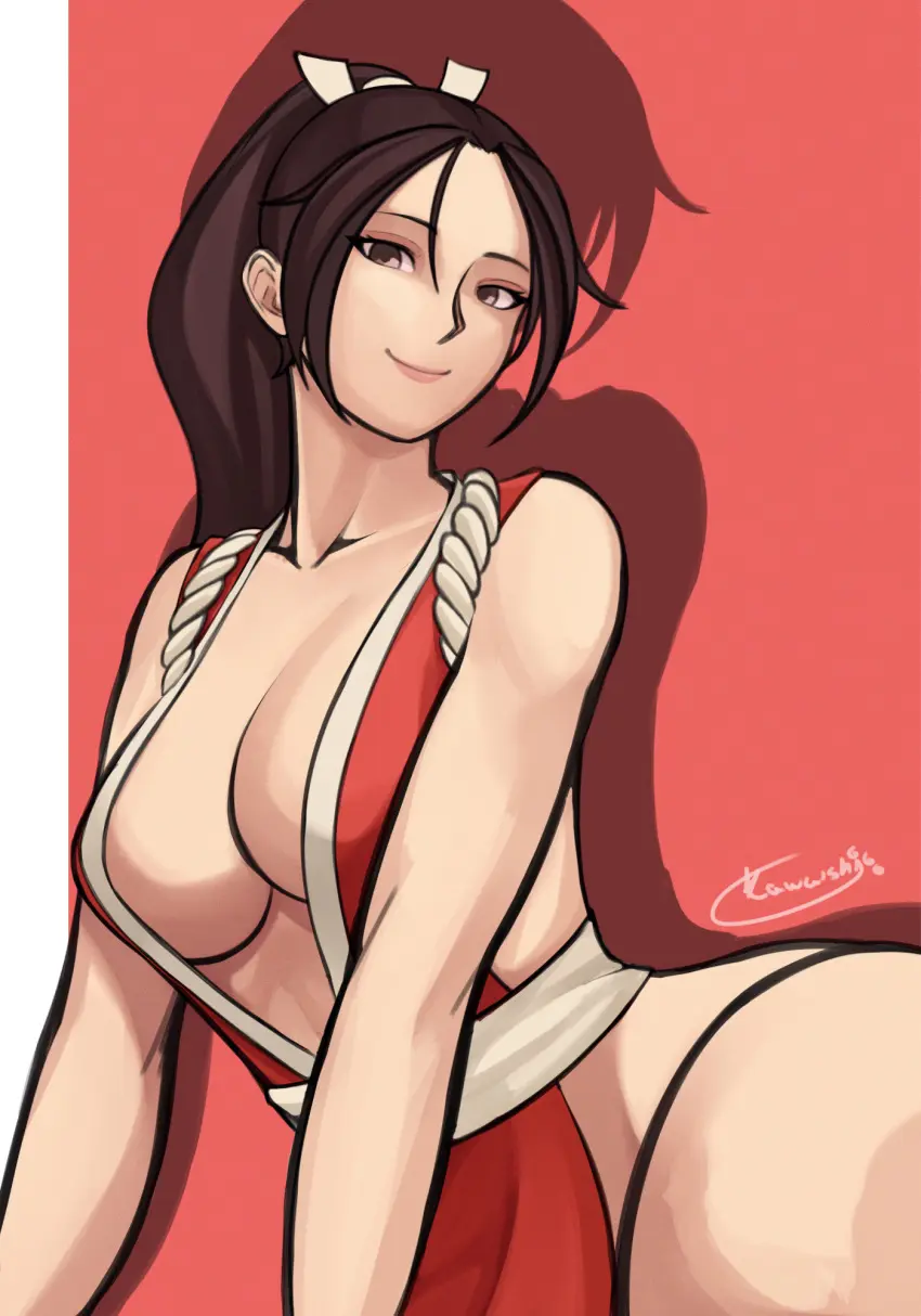 Image breasts,female,smile,ponytail,king_of_fighters,fatal_fury,mai_shiranui,snk,brow_hair,kawaishi666_(artist)