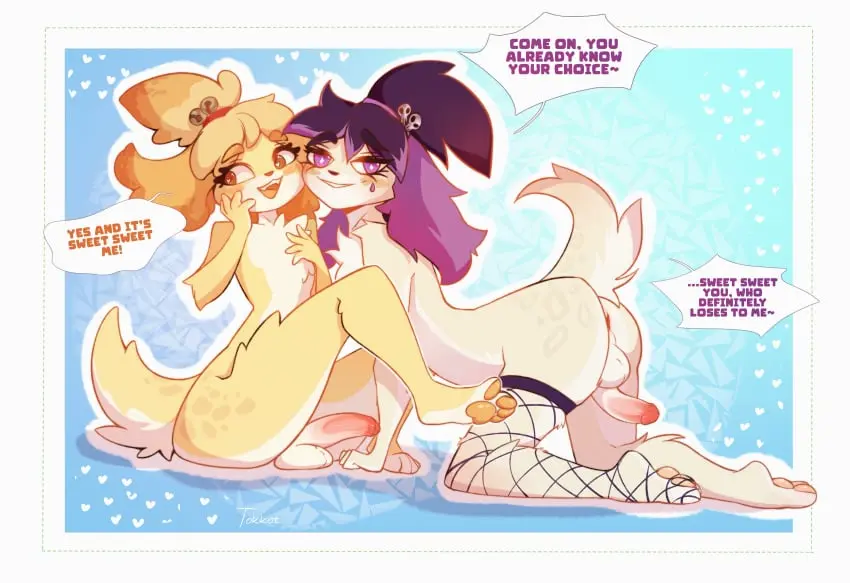 Image female,hi_res,male,nude,penis,duo,femboy,male/male,anthro,absurd_res,nintendo,canid,canine,canis,domestic_dog,genitals,mammal,submissive,animal_crossing,isabelle_(animal_crossing),girly,goth,alternative_fashion,invalid_tag,isabel,switch_(disambiguation),tokkot