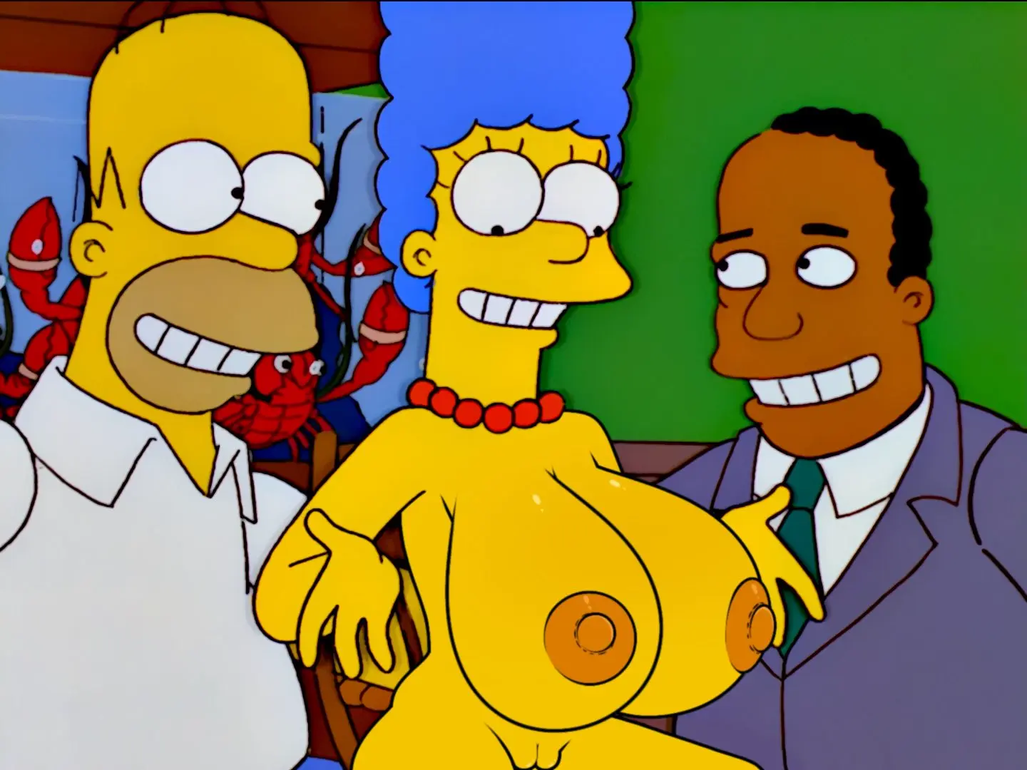 Image 1girls,big_breasts,breasts,female,nipples,no_bra,male,nude,2boys,2d,accurate_art_style,no_panties,yellow_body,edit,yellow_skin,marge_simpson,the_simpsons,20th_century_studios,1milf,homer_simpson,screenshot_edit,nerota,julius_hibbert