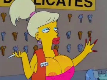 Image 1girls,big_breasts,breasts,female,long_hair,solo,earrings,ponytail,cleavage,round_breasts,massive_breasts,blonde_hair,accurate_art_style,red_lipstick,bimbo,yellow_body,makeup,edited,yellow_skin,boob_window,the_simpsons,red_nails,long_nails,bimbo_lips,20th_century_studios,nipple_peek,screenshot_edit,nerota