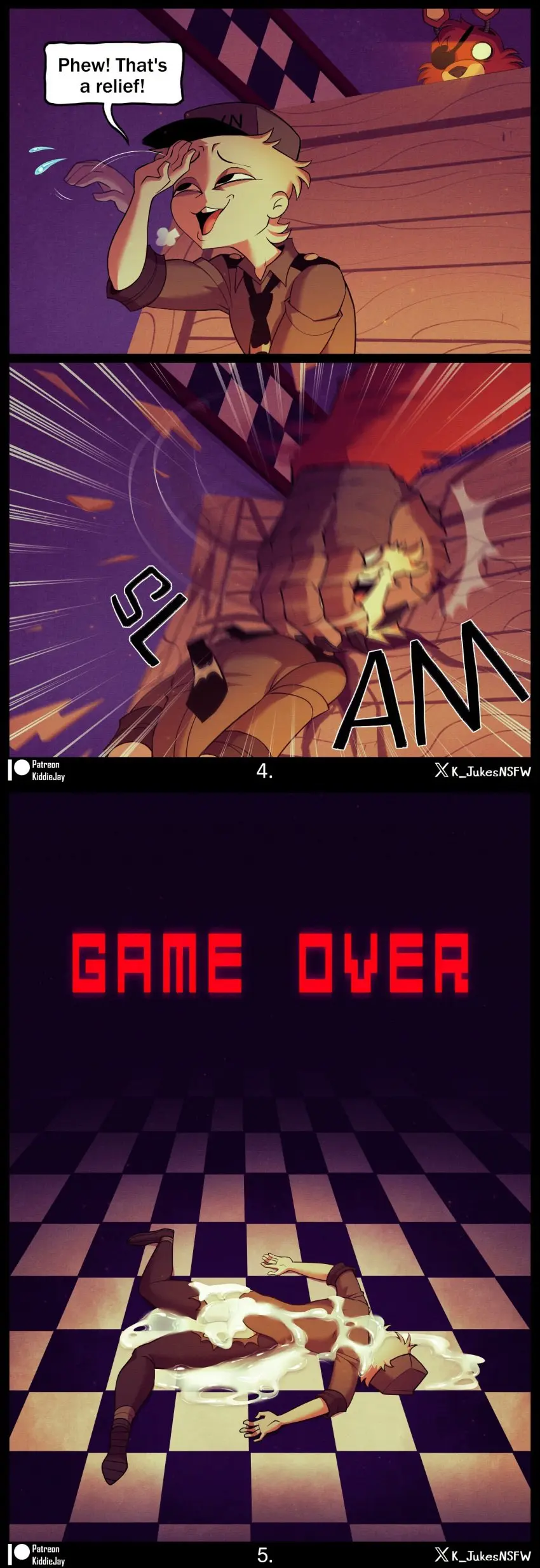Image hi_res,cum,male,male/male,eyewear,anthro,absurd_res,genital_fluids,bodily_fluids,canid,canine,mammal,male_focus,fox,red_body,messy,machine,robot,eye_patch,head_grab,five_nights_at_freddy's,foxy_(fnaf),animatronic,scottgames,cum_covered,family_guy_death_pose,k_jukesnsfw,kidde_jukes,wooden_box