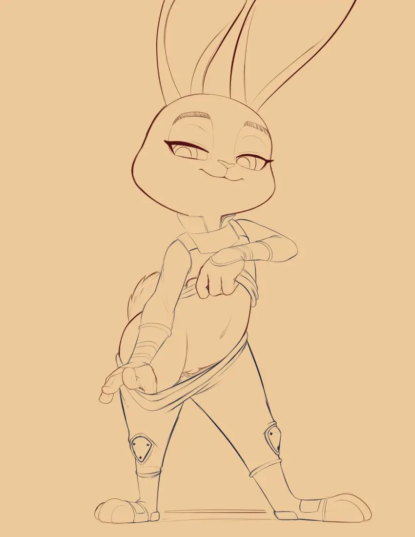 Image clothed,clothing,female,hi_res,pants,shirt,pussy,disney,absurd_res,genitals,mammal,shirt_lift,2024,exposed,topwear,lagomorph,leporid,rabbit,police,bottomwear,clothing_lift,pants_pull,zootopia,clothing_pull,judy_hopps,bottomwear_pull,renabu