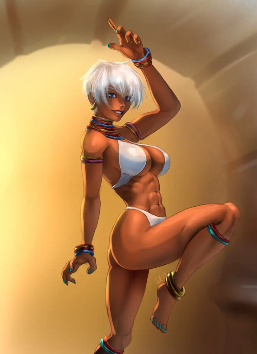Image 1girls,breasts,female,ass,thighs,cleavage,dark-skinned_female,abs,street_fighter,elena_(street_fighter),dretalake