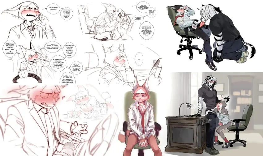 Image blush,cum,cum_on_face,male,furry,erection,muscular,embarrassed,size_difference,flustered,gay,blowjob,comic,masturbation,steam,speech_bubble,long_ears,hybrid,short_tail,office,horny,twink,bisexual_male,yiff,chair,confused,feline_penis,zebra,cum_on_back,suit,phone_call,fantasy,desk,distracted,skronklpus,benjamin_bennett(oc),daydream,red_socks,short_comic