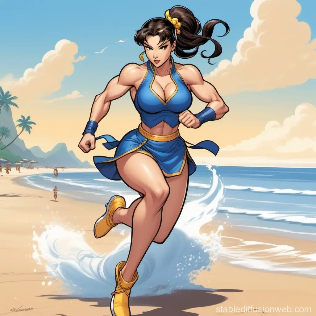 Image 1girls,female,human,female_focus,beach,ai_generated,solo_focus,tagme,brown_hair,chun-li,street_fighter