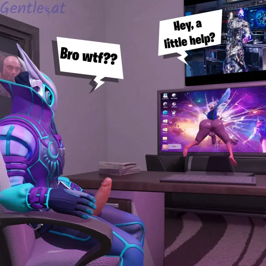 Image solo,male,male/male,solo_focus,fortnite,gentlecat,gay,3d,dialogue,solo_male,non-human,axolotl,luminos_(fortnite),stuck_in_wall,stuck,stuck_in_object,axolotl_humanoid,axo_(fortnite)