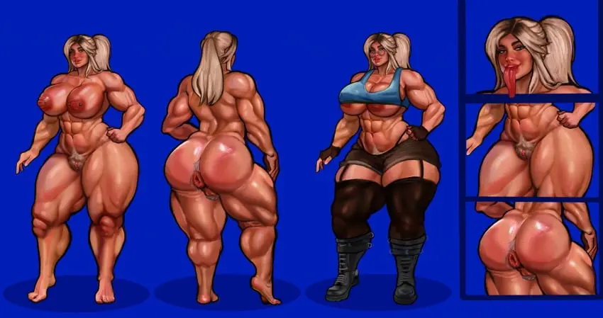 Image female,big_ass,muscular,fat_ass,blonde_hair,bimbo,mommy,muscular_female,hairy_pussy,happy_trail,hairy_ass