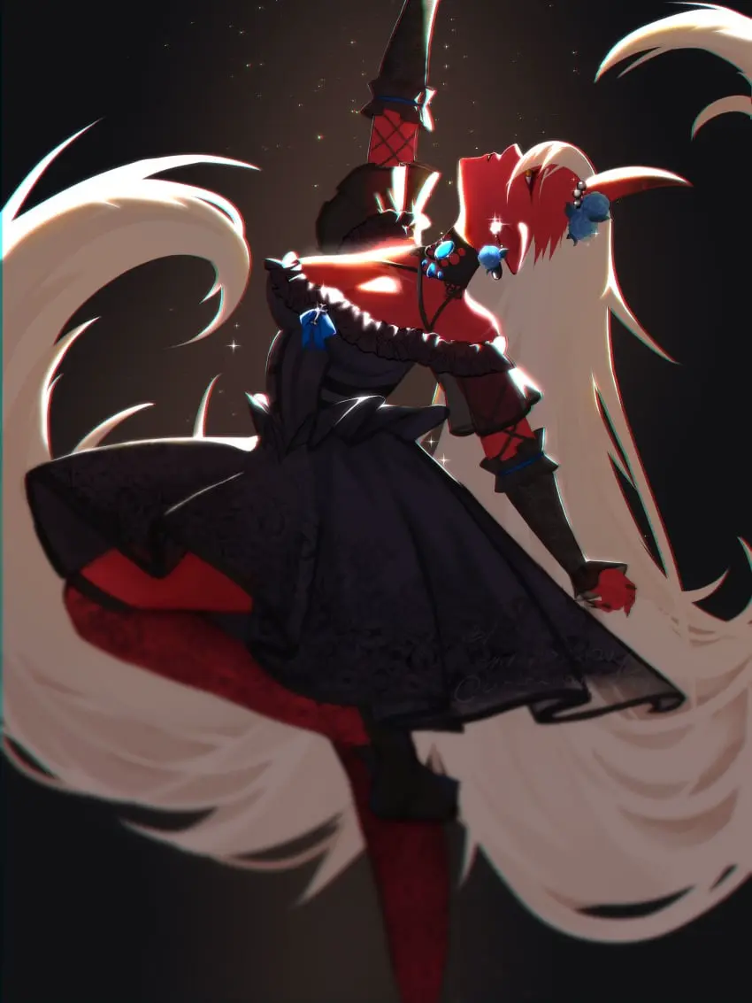 Image female,white_hair,yellow_eyes,virtual_youtuber,horns,red_skin,scars,akumi,oni,oni_horns,vyugen