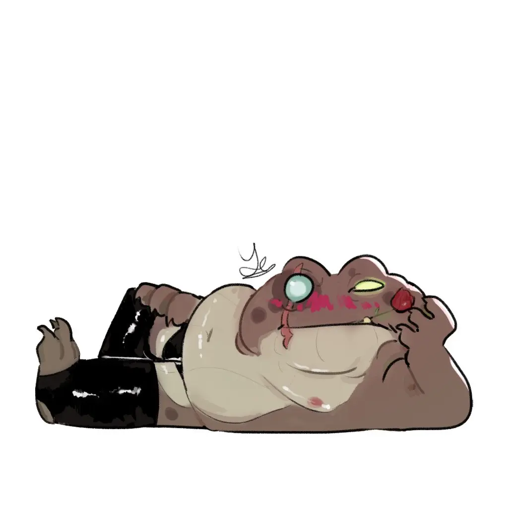 Image blush,solo,male,disney,humanoid,anthro,flower,teasing,teasing_viewer,plant,overweight,moobs,overweight_male,amphibian,frog,rose_(flower),amphibia_(series),capncapribun,captain_grime,lencerie,toad_(frog)