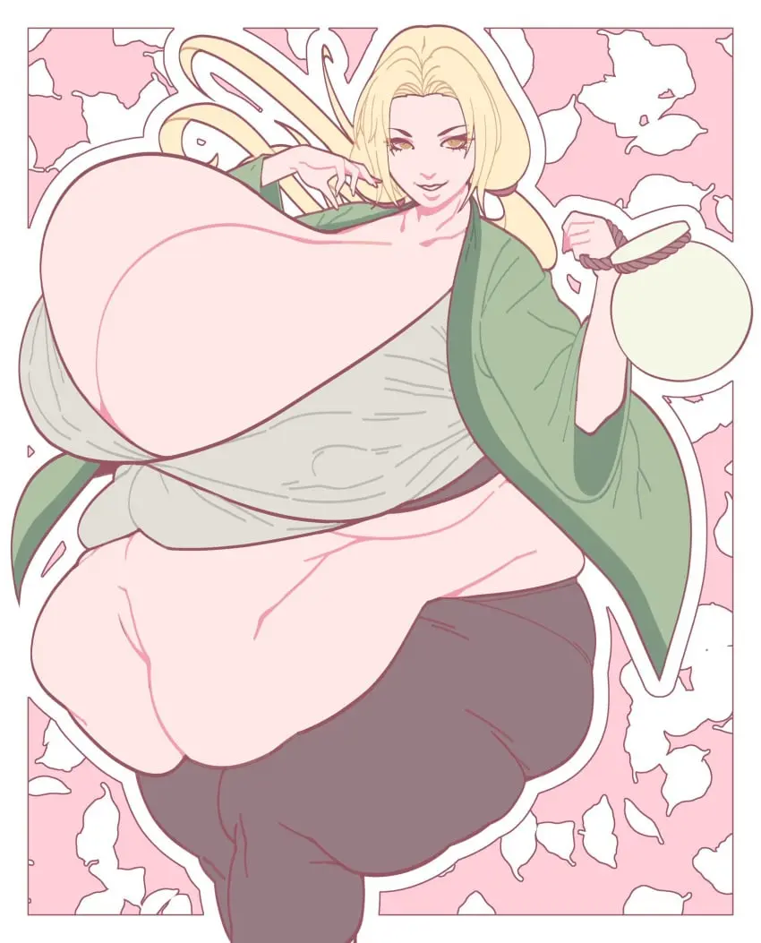 Image breasts,female,thick_thighs,massive_breasts,naruto,tsunade,obese,ssbbw,bbw,bifurcated_gunt,massive_belly,kafekafei