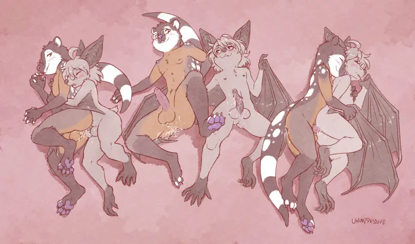 Image blush,hi_res,cum,cum_drip,male,nude,penis,tail,sex,duo,humanoid_penis,anal,anal_sex,cum_in_ass,male/male,balls,eyewear,from_behind_position,glasses,wings,cum_inside,after_sex,looking_pleasured,penetration,genital_fluids,bodily_fluids,fur,genitals,mammal,claws,dripping,fingers,humanoid_genitalia,signature,brown_fur,animal_genitalia,animal_penis,markings,brown_body,tail_markings,stripes,pawpads,procyonid,eyewear_only,glasses_only,wearing_glasses,spots,spotted_body,spotted_fur,striped_markings,striped_tail,bat,membrane_(anatomy),membranous_wings,spooning,holding_partner,ring_(marking),ringed_tail,purple_pawpads,2_fingers,bassariscus,ring-tailed_cat,unimpressive_(artist)