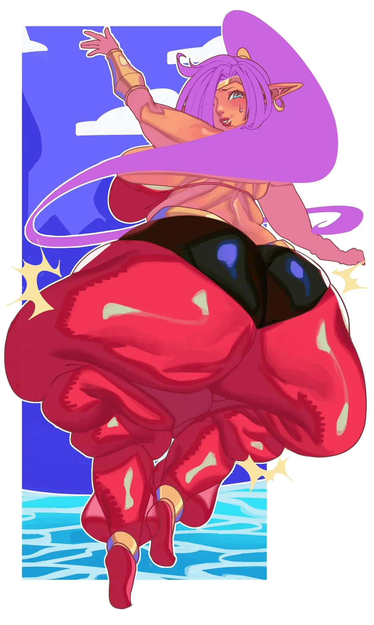 Image female,ass,huge_ass,thick_thighs,wide_hips,fat_ass,shantae,shantae_(character),fat,fat_folds,wide_ass,kafekafei