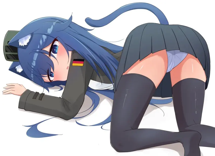Image panties,cat_ears,cat_tail,skirt,thigh_highs,reta,war_thunder,puma_(reta)