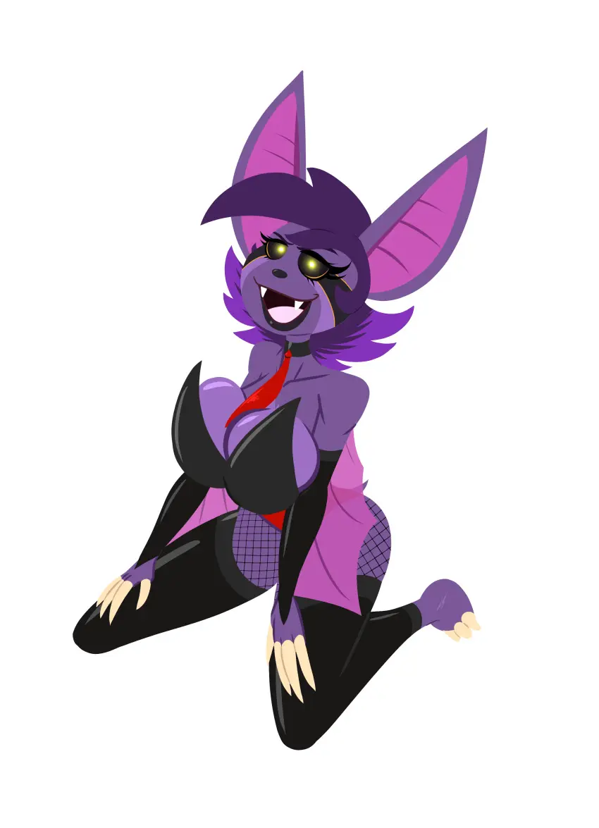 Image big_breasts,breasts,female,furry,purple_fur,pinup,purple_hair,bunnysuit,oc,rule_63,bat,sloth,batsloth,lord_sarloc,sarlette,sarloc
