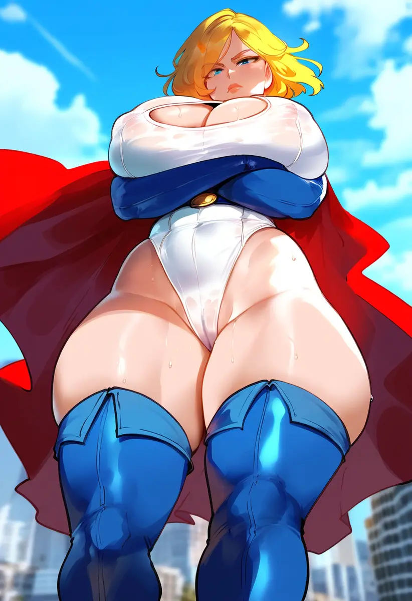 Image 1girls,big_breasts,blush,breasts,clothed,clothing,female,female_only,hi_res,large_breasts,light-skinned_female,light_skin,solo,blue_eyes,short_hair,female_focus,thick_thighs,ai_generated,bare_thighs,color,solo_female,tagme,blonde_hair,dc,dc_comics,nipples_visible_through_clothing,superheroine,suit,superman_(series),kara_zor-l,karen_starr,power_girl,darkmagic_ai