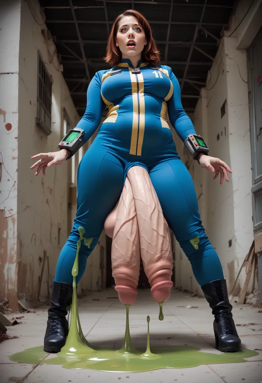 Image breasts,large_breasts,penis,futanari,intersex,ai_generated,brown_hair,large_penis,solo_futa,brunette,brunette_futa,pear_shaped,fallout,multi_genitalia,diphallia,diphallism,multi_penis,vault_girl,auburn_hair,mutation,shockbottle16,auburn_haired_futa,grotesque