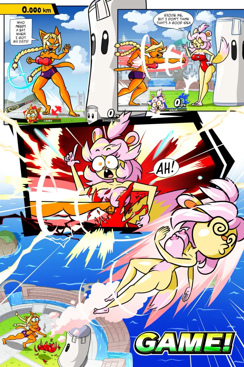 Image big_breasts,breasts,female,cat_girl,pink_hair,blonde_hair,swimsuit,alternate_version_available,comic_page,blonde_female,big_hips,baseball_bat,cream_fur,stadium_background,super_smash_bros._ultimate,d-stro,sinstroart,chinchilla,chinchilla_girl,cilia_(luiggikart),cilia_(superyinyangyogalaxy),cilia_(woo_foo_battlefield),laura_(amantepokemon),laura_(evilkinglich),luiggikart,sandbag_(super_smash_bros.),superyinyangyogalaxy,wardrobe_destruction,woo_foo_battlefield,yin_yang_yo!_oc