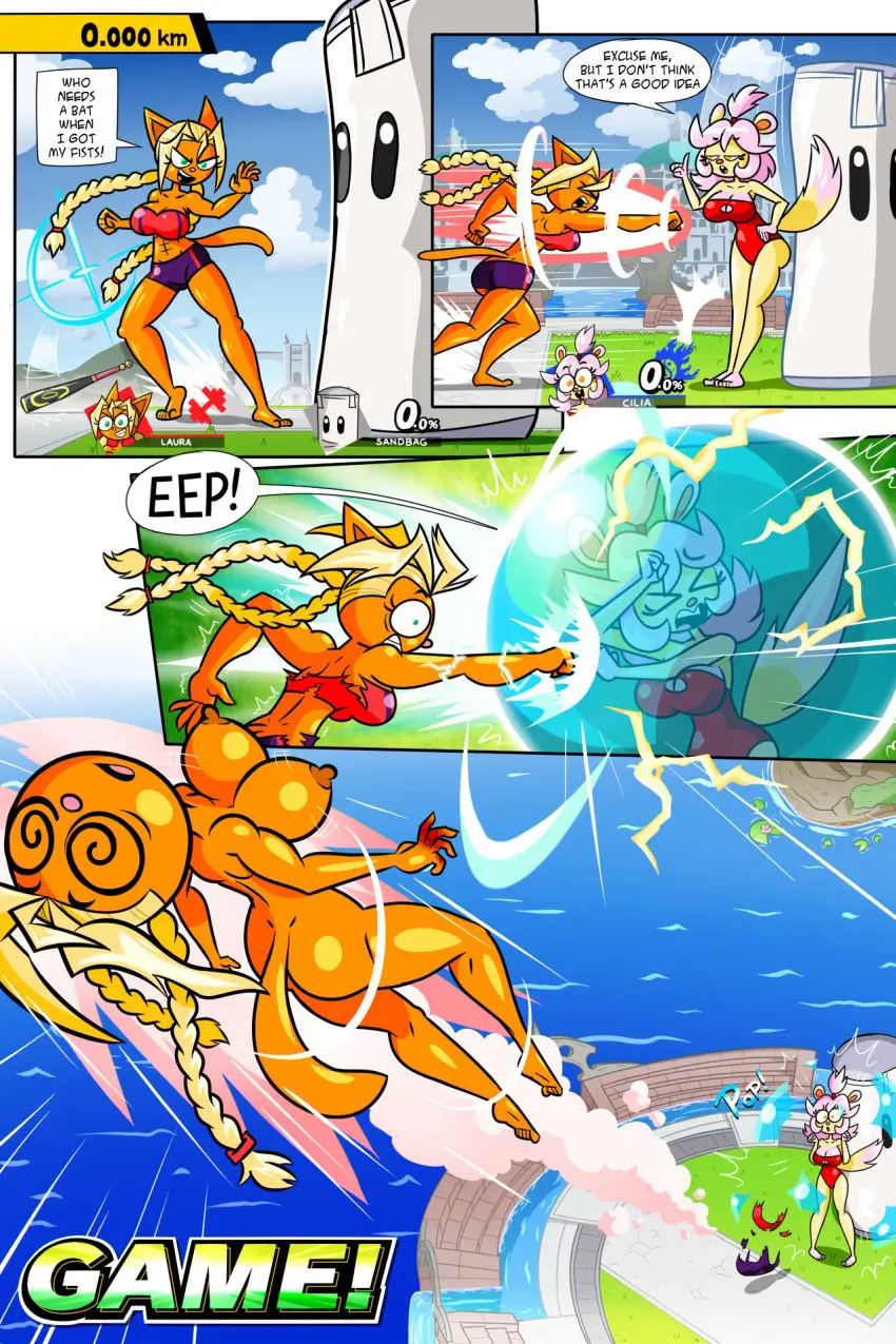 Image big_breasts,breasts,female,cat_girl,pink_hair,blonde_hair,swimsuit,alternate_version_available,comic_page,blonde_female,big_hips,baseball_bat,cream_fur,stadium_background,super_smash_bros._ultimate,d-stro,sinstroart,chinchilla,chinchilla_girl,cilia_(luiggikart),cilia_(superyinyangyogalaxy),cilia_(woo_foo_battlefield),laura_(amantepokemon),laura_(evilkinglich),luiggikart,sandbag_(super_smash_bros.),superyinyangyogalaxy,wardrobe_destruction,woo_foo_battlefield,yin_yang_yo!_oc