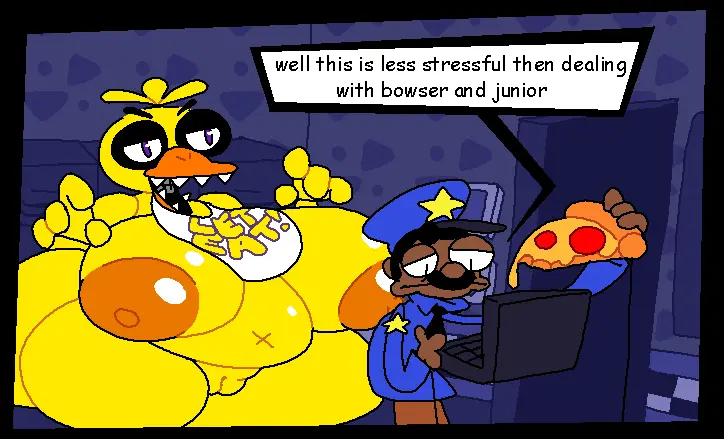 Image big_breasts,breasts,female,nipples,male,pussy,thick_thighs,duo,belly,anthro,genitals,non-mammal_nipples,beak,machine,robot,five_nights_at_freddy's,chica_(fnaf),chicken,scottgames,food,pizza,superiorfox,sml,supermariologan,chef_pee_pee_(sml)