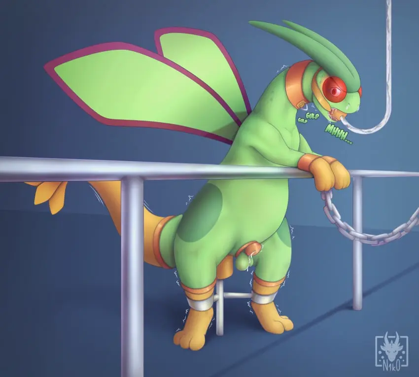 Image clothing,hi_res,solo,cum,cum_in_mouth,male,pokemon,pokemon_(species),balls,cum_inside,nintendo,penetration,genital_fluids,collar,bodily_fluids,genitals,precum,sex_toy,chastity_cage,bondage,precum_drip,dripping,no_humans,non-human,drinking_cum,handwear,feral,bondage_gear,ball_gag,bound,gag,gagged,drinking,non-human_only,generation_3_pokemon,chastity_device,flat_chastity_cage,flygon,bondage_gloves,n1k0