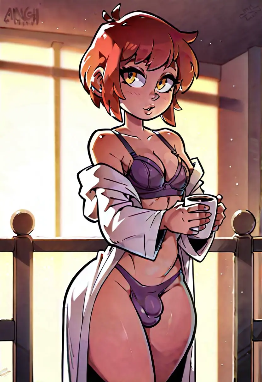 Image male,bra,panties,ai_generated,crossdressing,femboy,trap,oc,feminine_male,androgynous,robe,artistatworst,nadia_banks