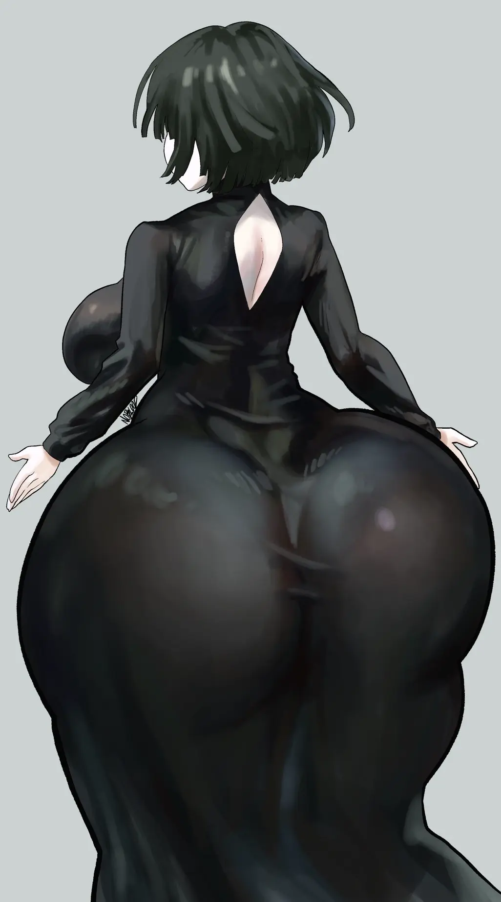 Image breasts,female,black_hair,short_hair,ass,huge_ass,uncensored,hair,2d,tagme,rear_view,black_dress,2d_(artwork),one-punch_man,fubuki_(one-punch_man),noblood,ryandomonica,ass_body,long_dress