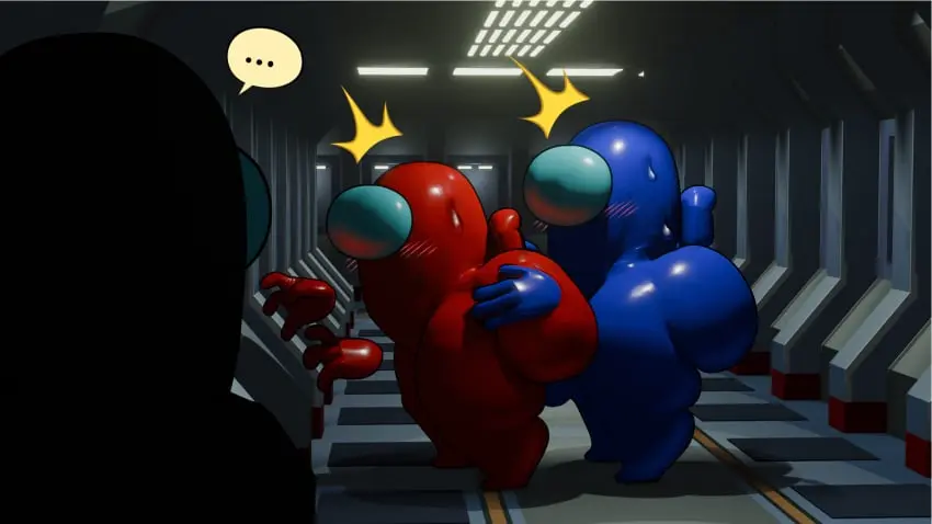 Image blush,hi_res,standing,male,ass,big_butt,huge_butt,duo,humanoid,anal,male/male,digital_media_(artwork),ambiguous_gender,3d,spacesuit,blue_body,short_stack,group,trio,caught,interrupted,red_body,hand_on_butt,1_eye,floating_hands,sssonic2,among_us,innersloth,crewmate_(among_us),diamondtears