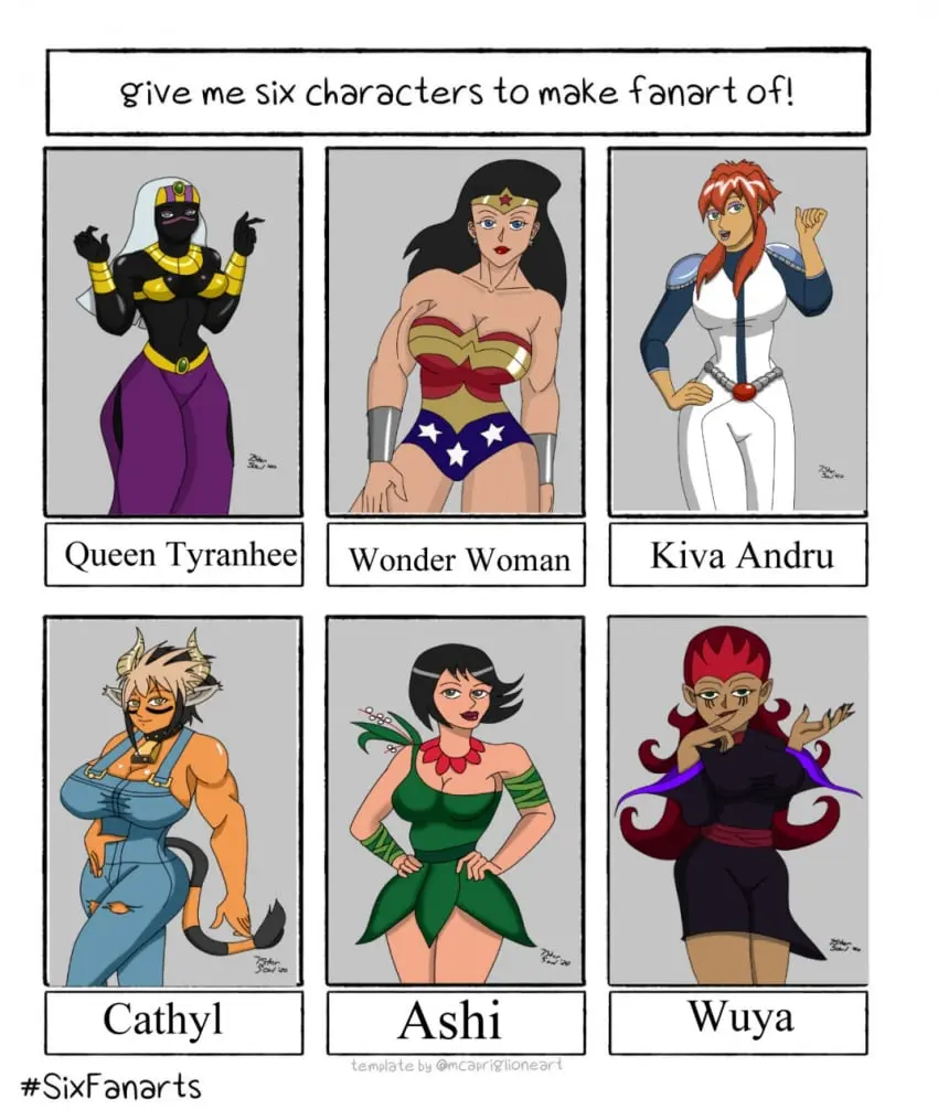 Image big_breasts,breasts,female,female_only,human,white_background,multiple_girls,muscular,monster,monster_girl,dc,dc_comics,muscular_female,alien,alien_girl,superheroine,cartoon_network,alien_humanoid,wonder_woman,6girls,wonder_woman_(series),martian,martian_(duck_dodgers),queen_tyr'ahnee,cathyl_(monster_musume),justice_league,dcau,samurai_jack,six_fanarts_challenge,7starsoul,ashi_(samurai_jack),kiva_andru,megas_xlr,monster_musume_td,wuya,xiaolin_showdown