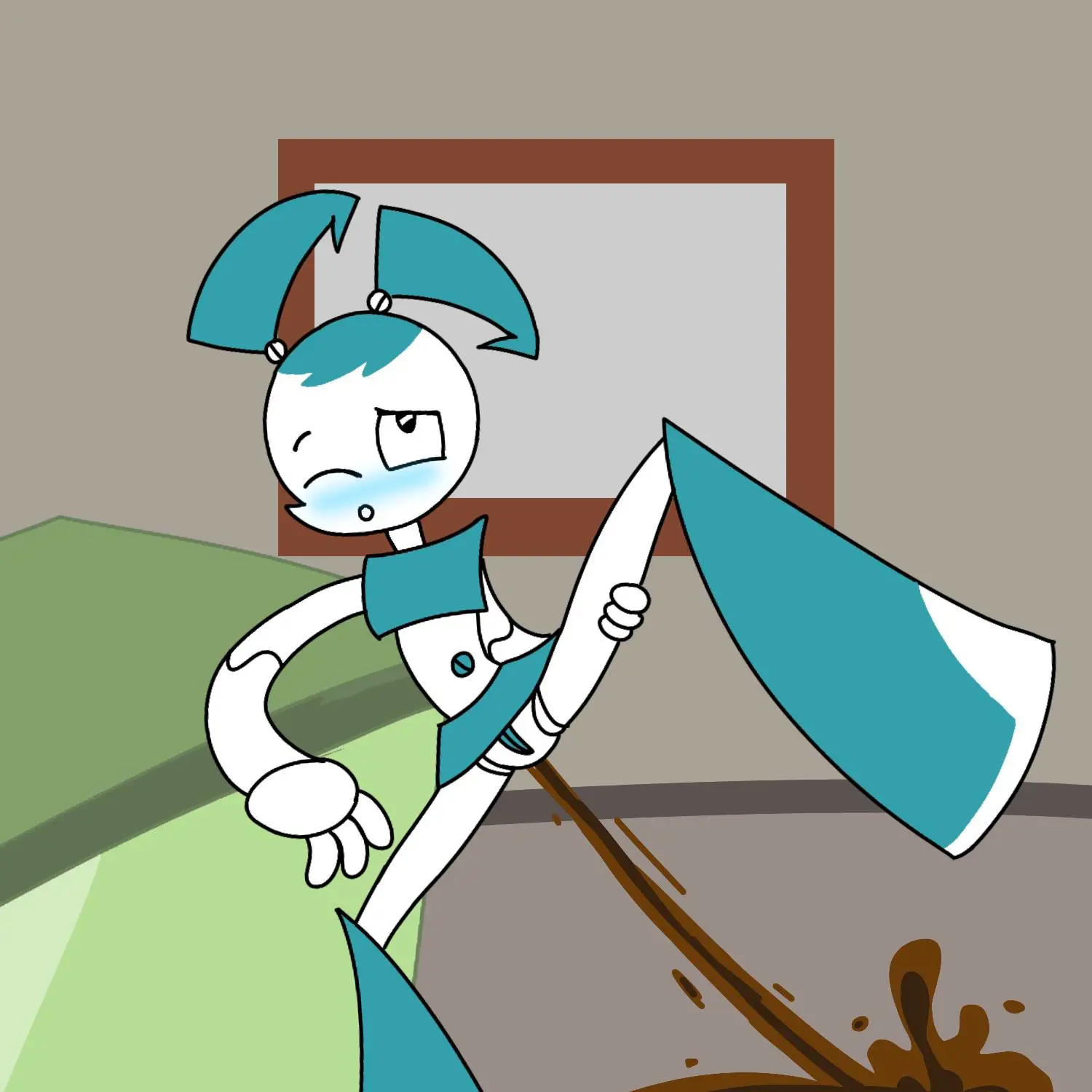 Image female,solo,pussy,embarrassed,anal,leg_up,robot,oil,nickelodeon,scat,shit,parody,jenny_wakeman,my_life_as_a_teenage_robot,spanky15